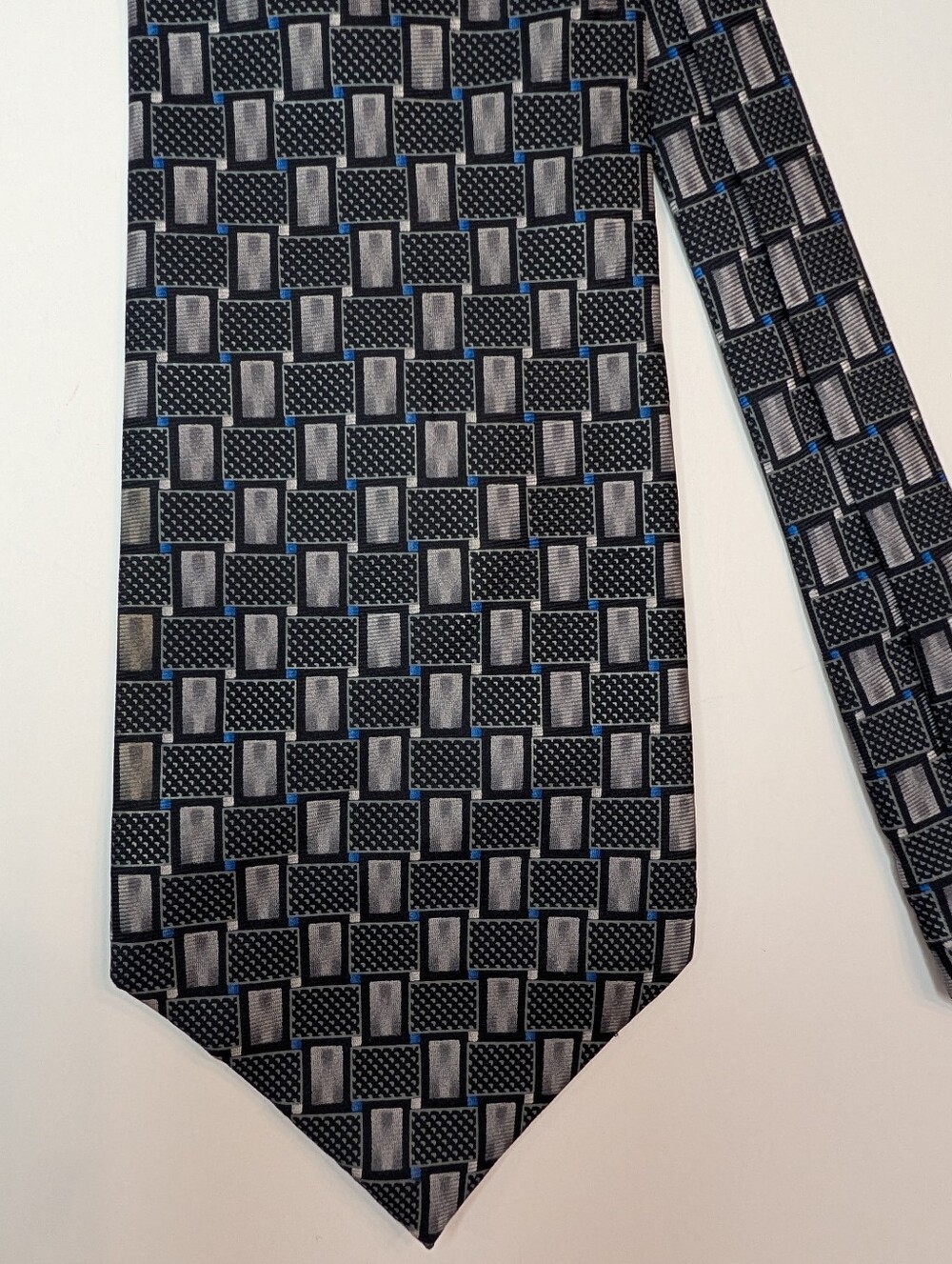 Salvatore Pellegrino Silk Tie in Black, Gray & Blue